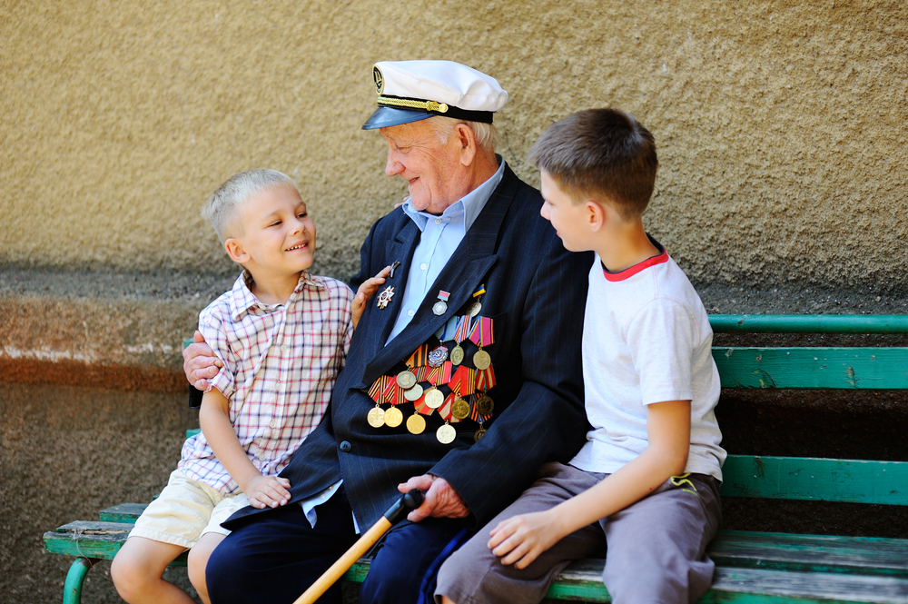 Veteran with grandkids.